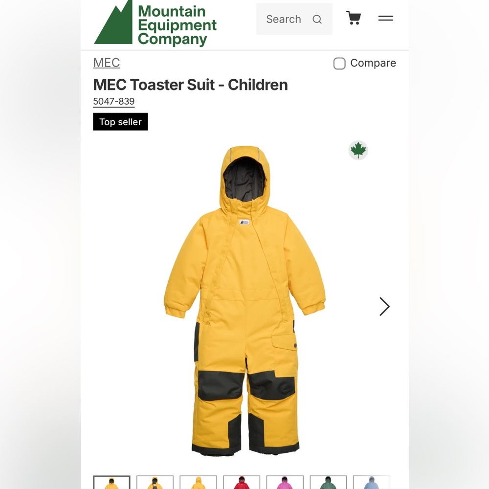 MEC Kids' Yellow and Black toaster snowsuit size 5